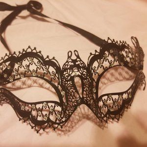 Halloween Black masquerade metal lace mask